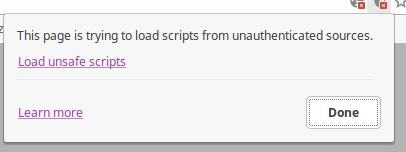 ChromeScreenshot: This page is trying to laod scripts from authenticated sources.